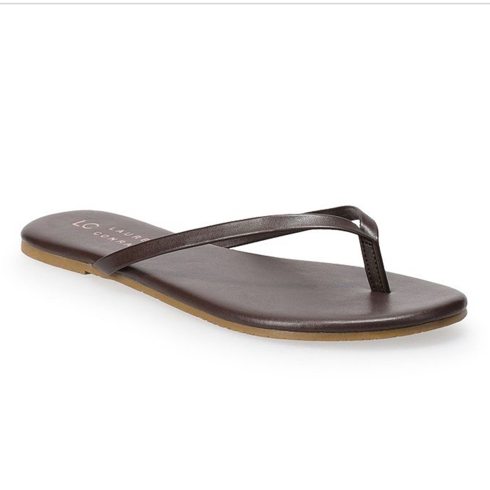 NWOT LC Lauren Conrad Vegan Leather Flip Flops - Chocolate - size 8